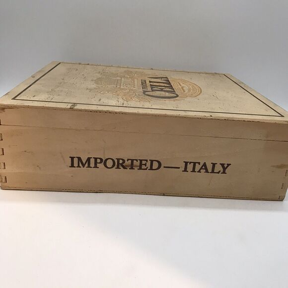 Vintage Cella Fratelli Wooden Wine Bottle Carrier Box Rope Handle Bronze Clasps - Picture 11 of 12